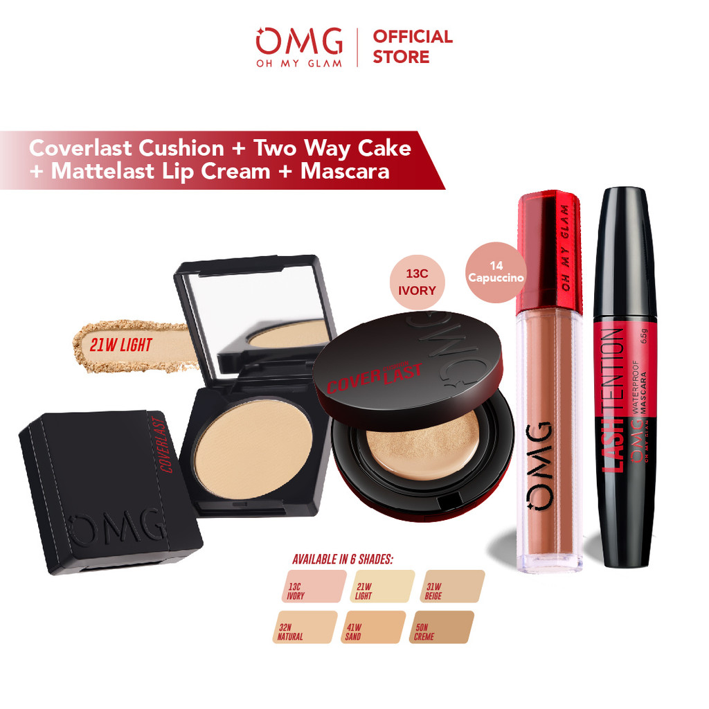[CREATOR'S PICK] OMG Oh My Glam Complete Makeup Look Set : Cushion  + Two Way Cake + Lip Cream + Mas