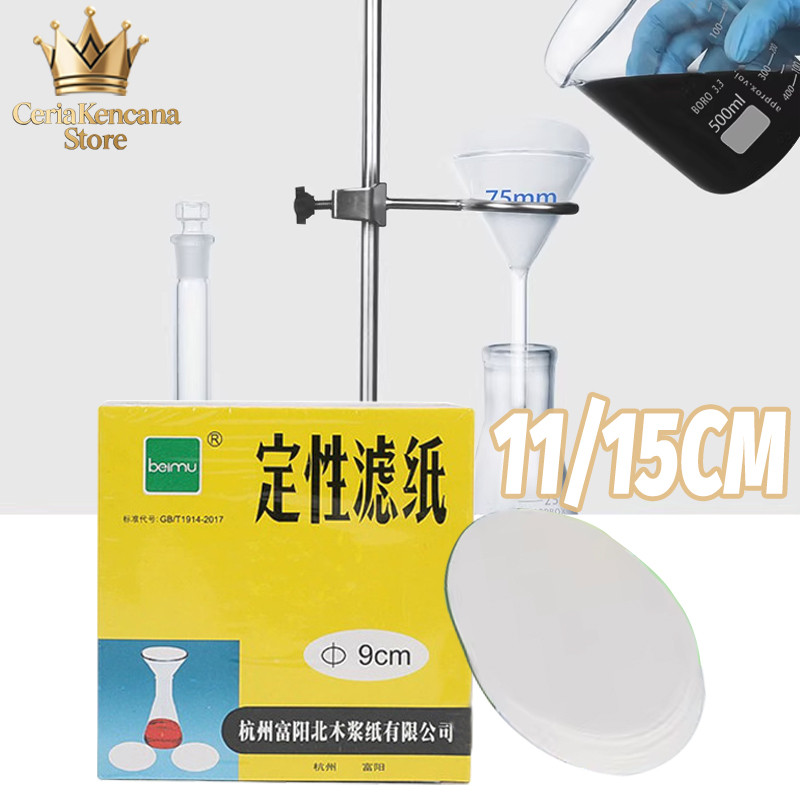 Kertas Saring Bulat Putih 100PCS 11/15cm Cocok Untuk Laboratorium Kimia