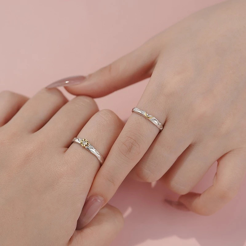 Cincin Couple Motif Matahari Dan Bulan Cincin Pasangan Desain Unik