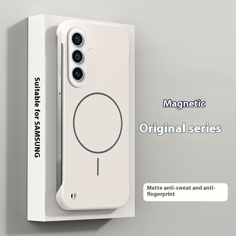 Ultra Thin Frameless Matte Magnetic Wireless Charging Phone Case Untuk Samsung S23FE S21 S20 Ultra P