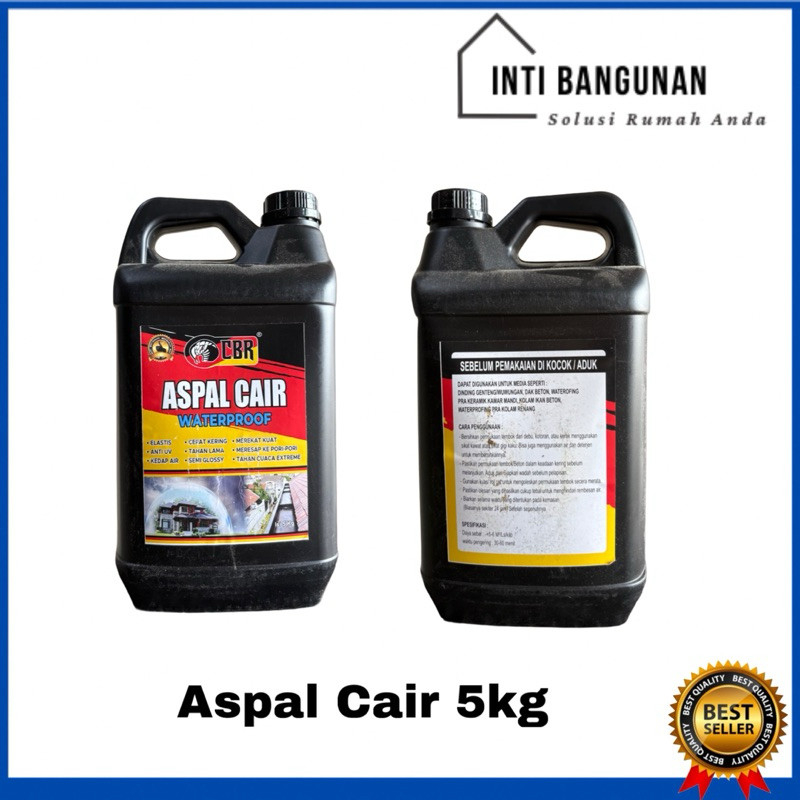 Aspal Cair 5 Liter 5 Kg Lem Pelapis Anti Bocor Retak Dinding Dak Beton Tembok Rumah