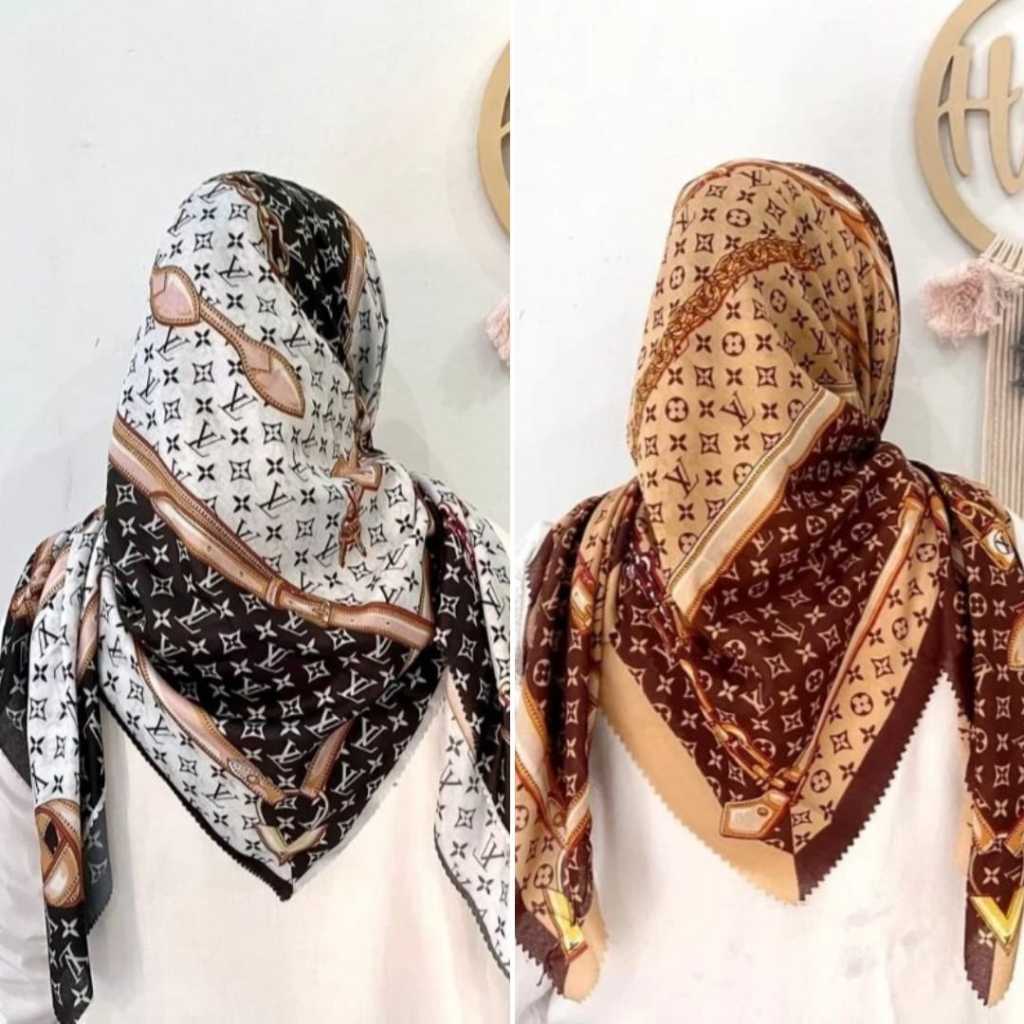 Hijab Voal Segi Empat Motif Premium Terbaru LV Series printing terbaru terlaris Premium