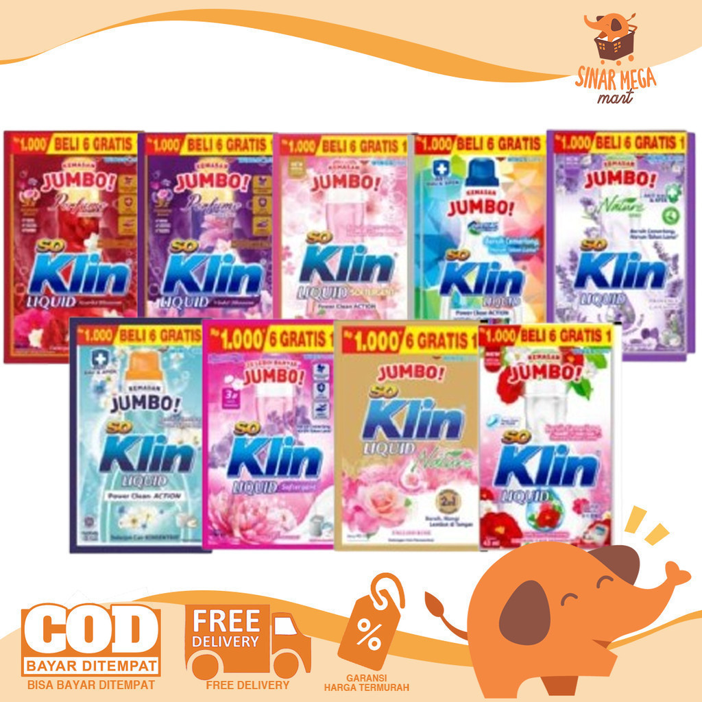 SOKLIN Liquid Detergent Sachet / Sabun Cair Cuci Baju Renceng Murah