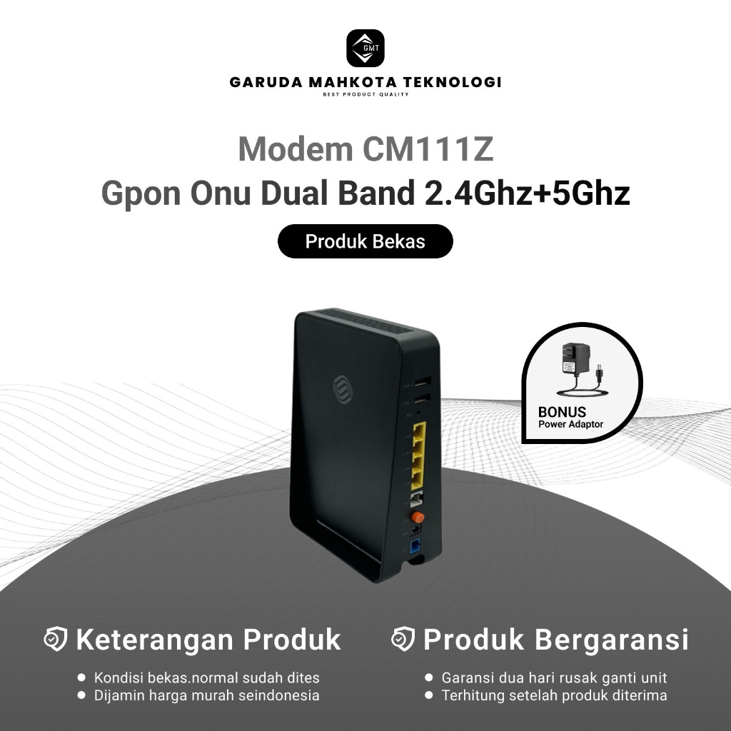 (wow03) MODEM ZTE CM111Z GPON ONU DUAL BAND 2.4GHZ 5GHZ BEKAS ORIGINAL