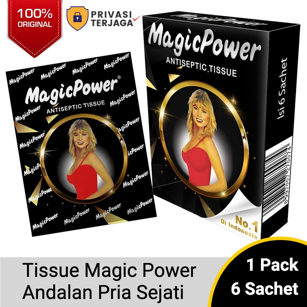 Magic Power Hitam Original 1 Pack 6 Sachet Tisu Magic Power Classic PRIVASI NAMA BARANG
