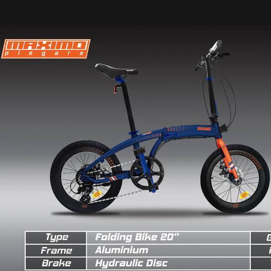 Sepeda Lipat Folding Bike 20" Family Bike Maximo Piegare BX8 8.0 Alloy Hidrolik - Biru