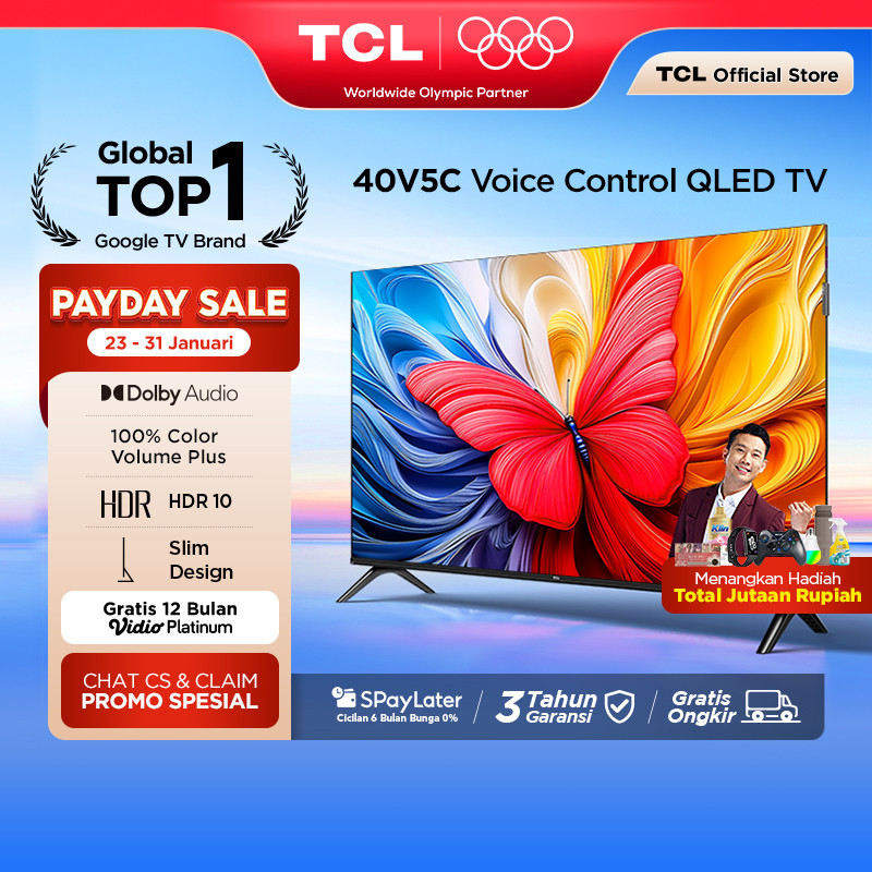TCL Ultimate QLED FHD TV 40 inch V5C - HDR 10 - Dolby Audio - Google Play/Netflix/Youtube/Disney+Hot