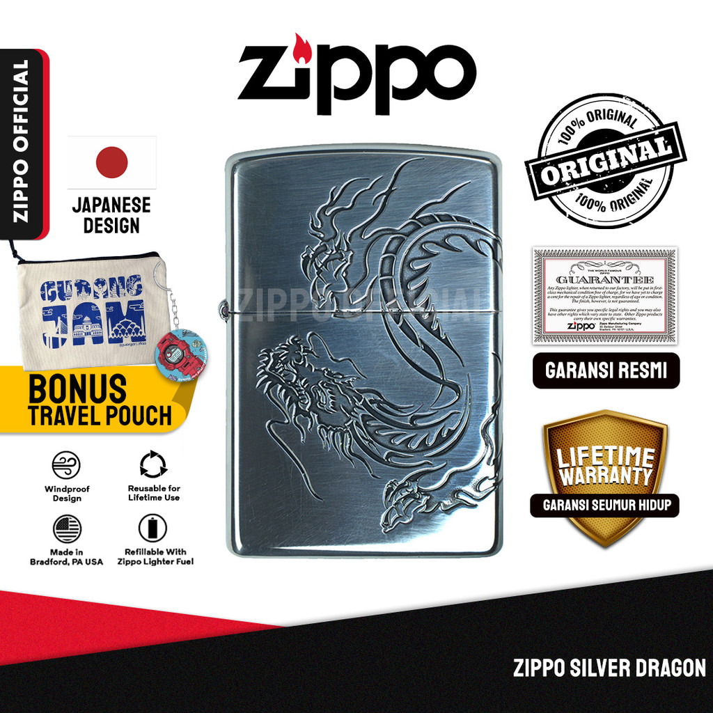 Zippo Silver Dragon ZA-5-87B | Garansi Lifetime | Original USA