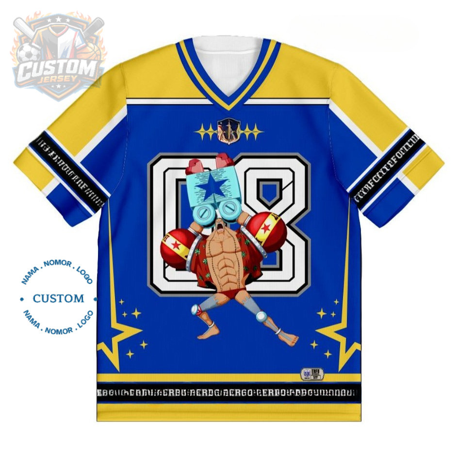 Jersey Anime One Piece Franky No. 08 - Kaos Full Print Manga Pria Wanita ( Special Edition)