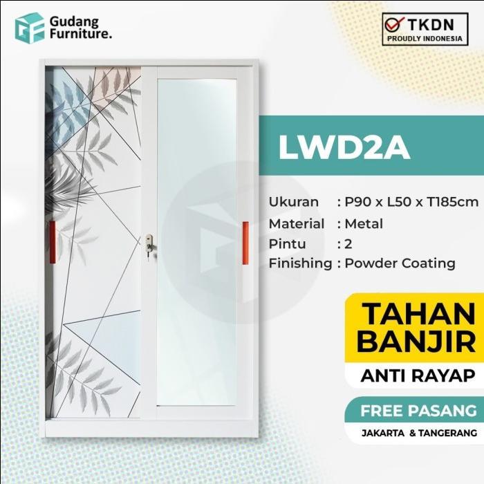 Lemari Pakaian Besi 2 Pintu Lemari Sliding Lemari Besi Lemari Kaca Lemari Baju Metal LWD & LWS - LWD