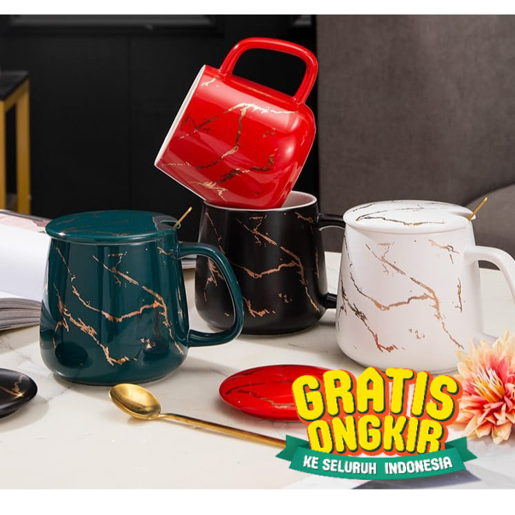 Souvenir Canada Marble Cup Set Nordic Couple Mug Set Cangkir Wedding Gift Box Hampers/ Ungu Violet M