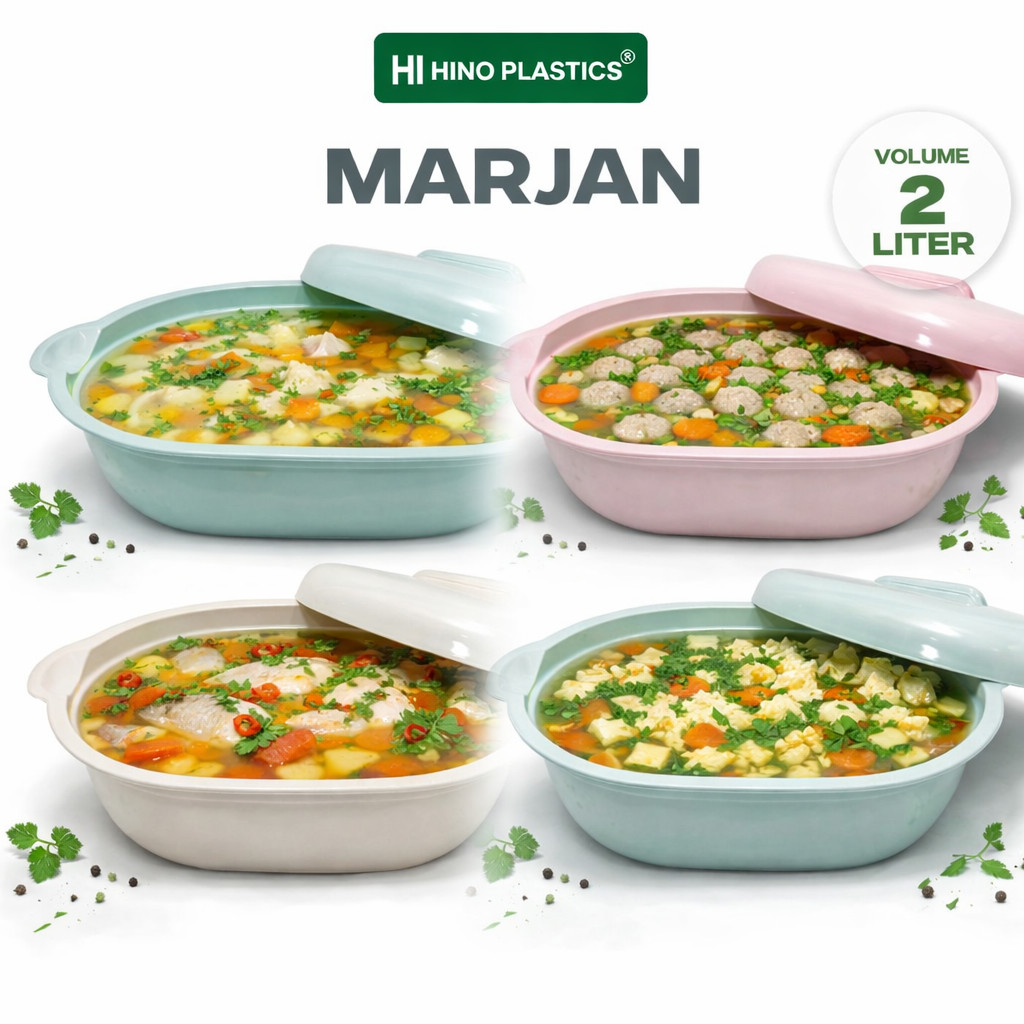 4 PCS Wadah Sayur Set +Tutup Basi Marjan 3121 Clio Plastik Oval Jumbo Tebal Baskom Sayur Estetic