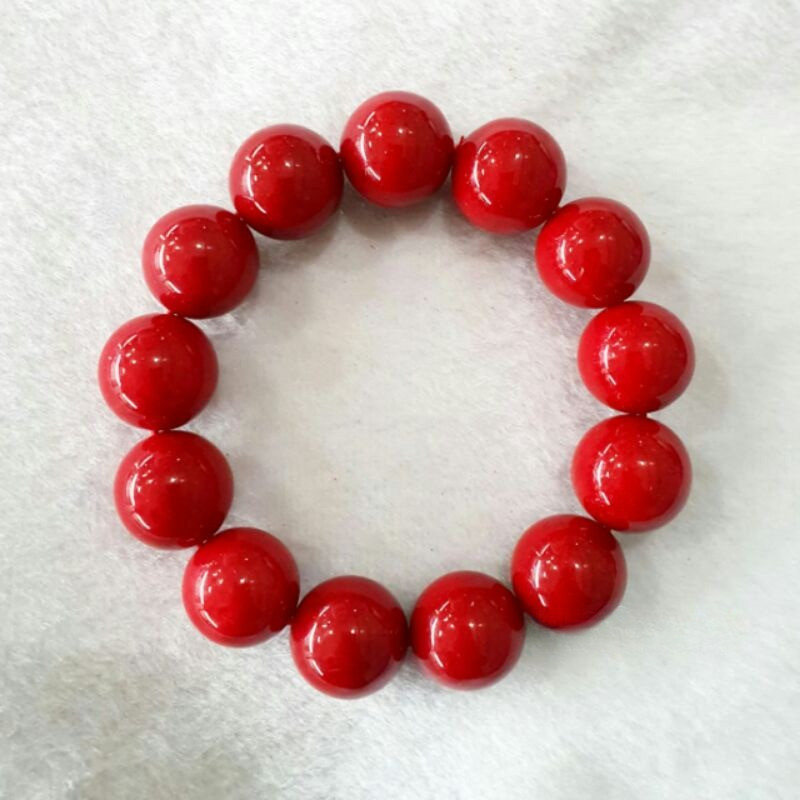 Gelang Red Coral Grade A Merah Berserat Premium Batu Karang Merah Koral Marjan Merah Delima Aksesori