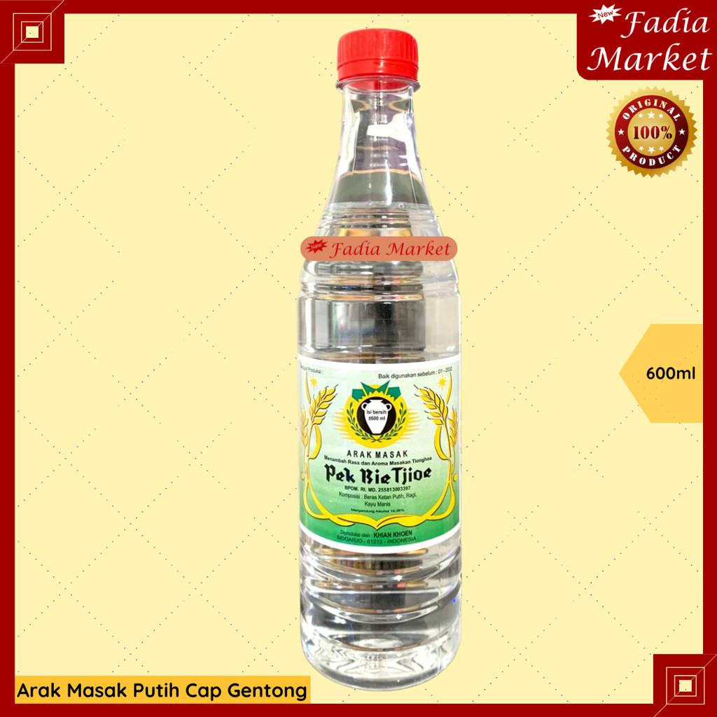 Arak Masak Putih/Arak Beras (Pek Bie Tjioe/Pai Bi Ciu) Cap Gentong/Guci 600ml