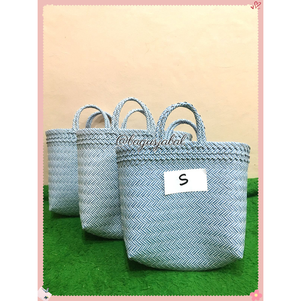 galerivitaaa TAS ANYAMAN LURIK HALUS BIRU UKURAN S ( Tas Souvenir, Tas Belanja, Tas Syukuran, Tas Ha