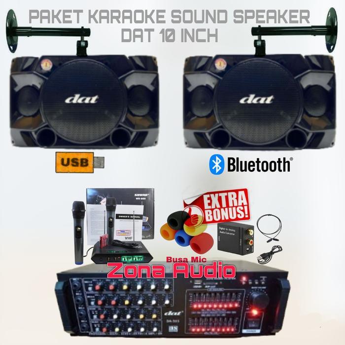 PAKET KARAOKE SET SOUND SYSTEM SPEAKER DAT 10 INCH AMPLIFIER USB BLUETOOTH MIC WIRELESS HDMI