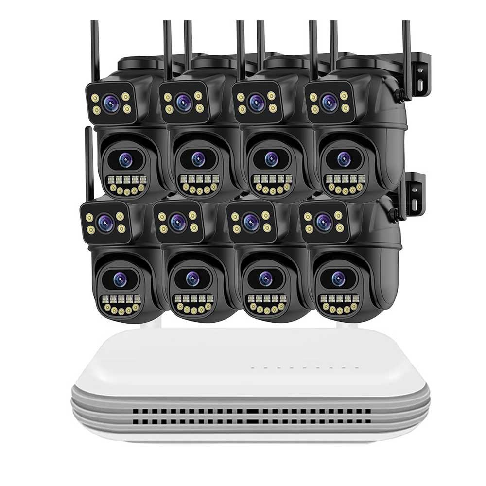 Wireless CCTV System Surveillance Set  WiFi Camera Kit 6MP IP Cameras With Dual Lens Security Auo 8C