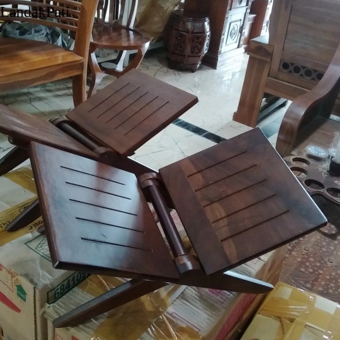 rekal tempat baca alqur an dari kayu jati motif garis LZN7