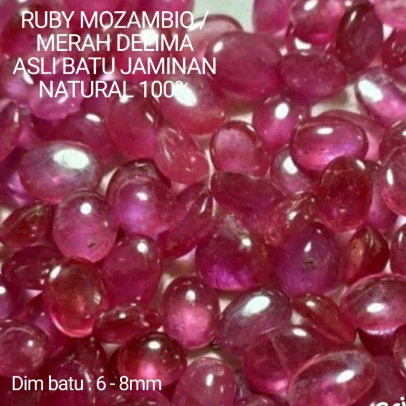 BATU PERMATA MERAH RUBY MOZAMBIQ ASLI NATURAL 100%