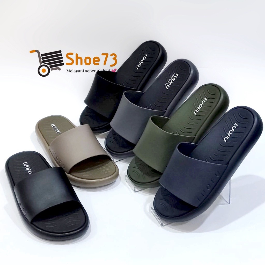 LUOFU E 7208 M - 5WP SIZE 40-44 ORIGINAL | Sanda Selop Jelly Pria | Sendal Kokop Cowok ImporLuofu Ba