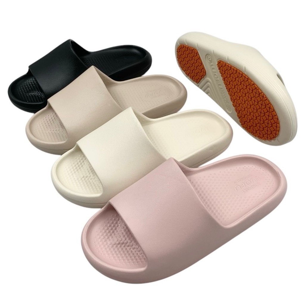 LUOFU Sandal Selop Karet Wanita Polos Empuk Import E6242-BRE01 (BA1) Luofu Import