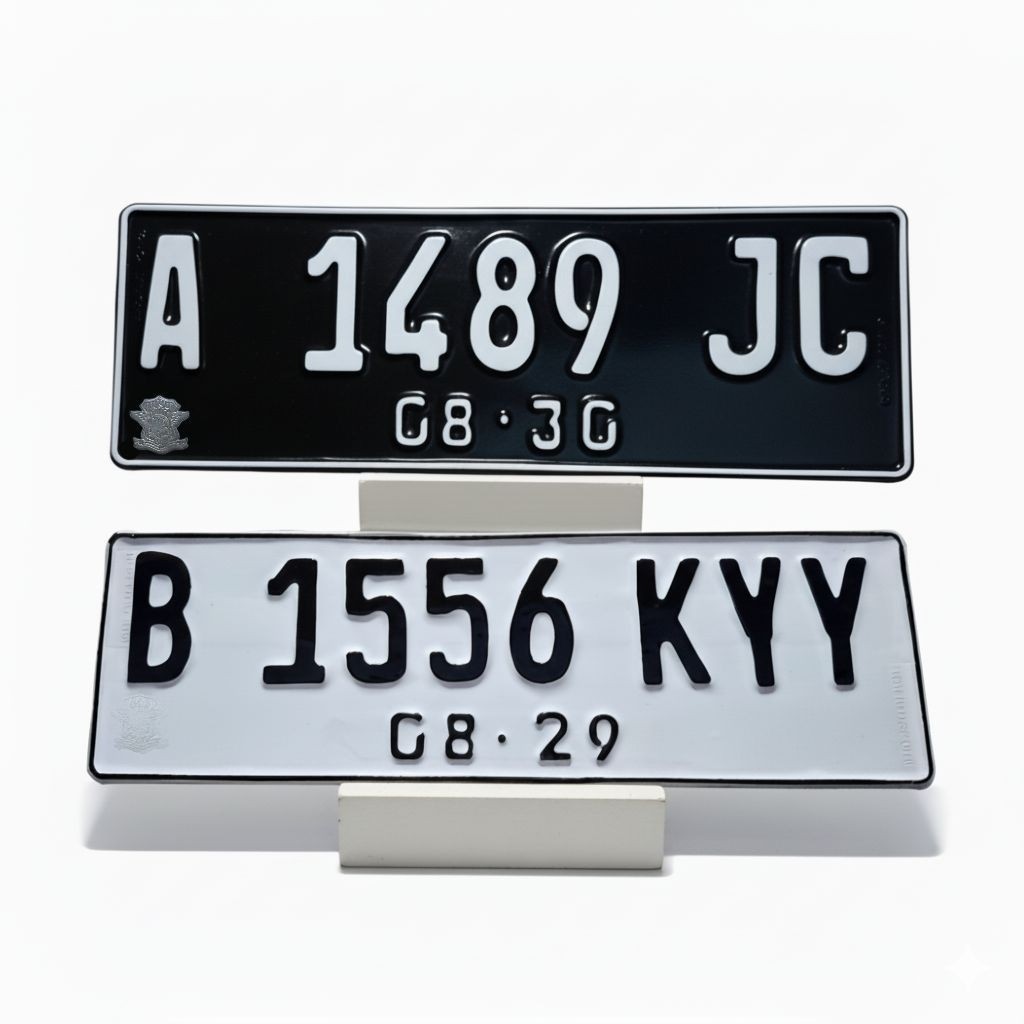 Plat Mobil Standar Samsat Custom - Logo Polri Timbul - Plat Nomor Mobil - Plat Mobil Custom