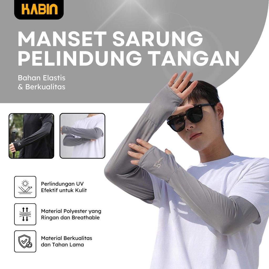 Manset Tangan Jempol Menset Deker Jari Long Handsock Arm Sleeve Finger Rajut Polos