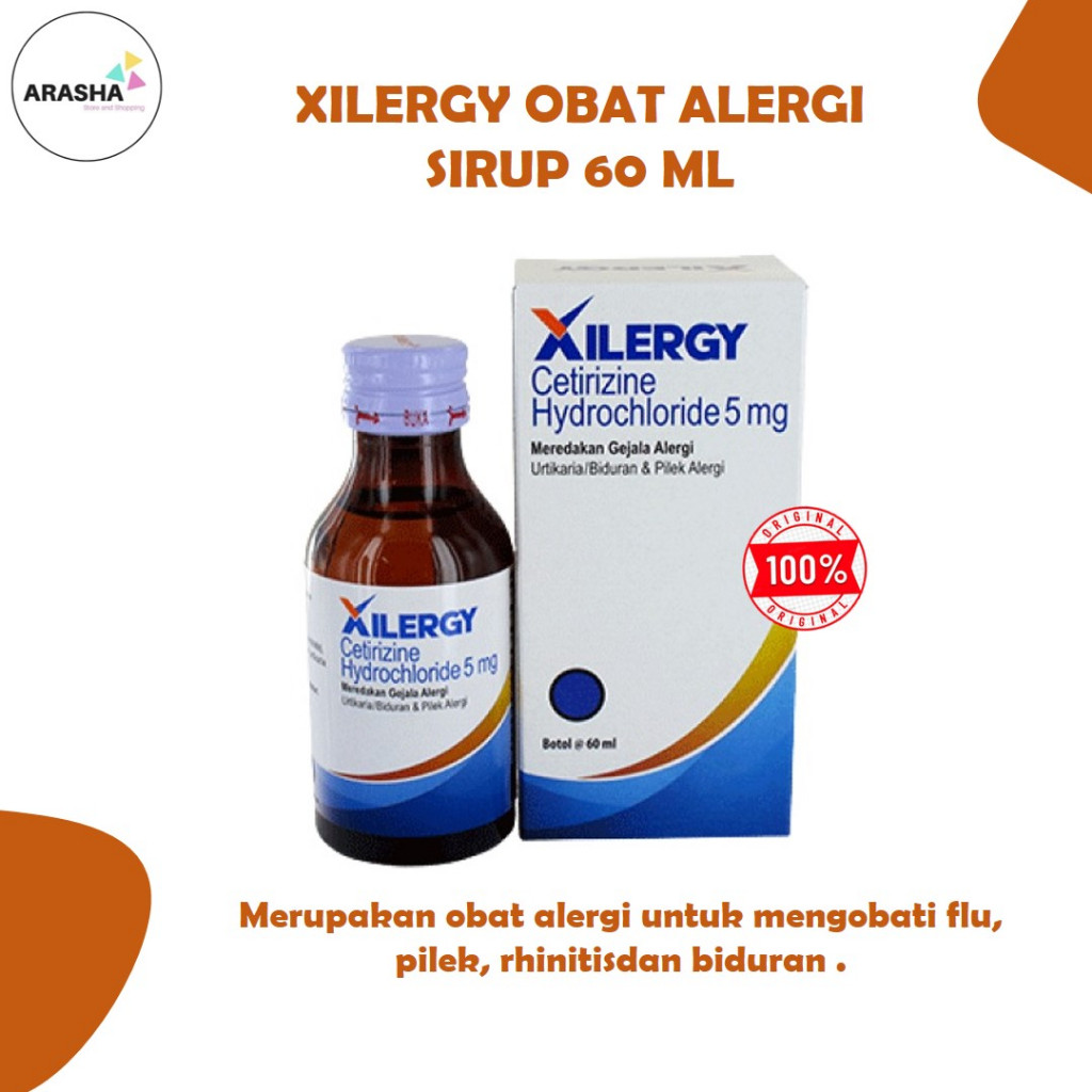 OBAT ALERGI Xilergy Sirup 60ml Cetirize Syrup Obat Gatal Alergi, Rhinitis, Biduran, Kaligata Anak
