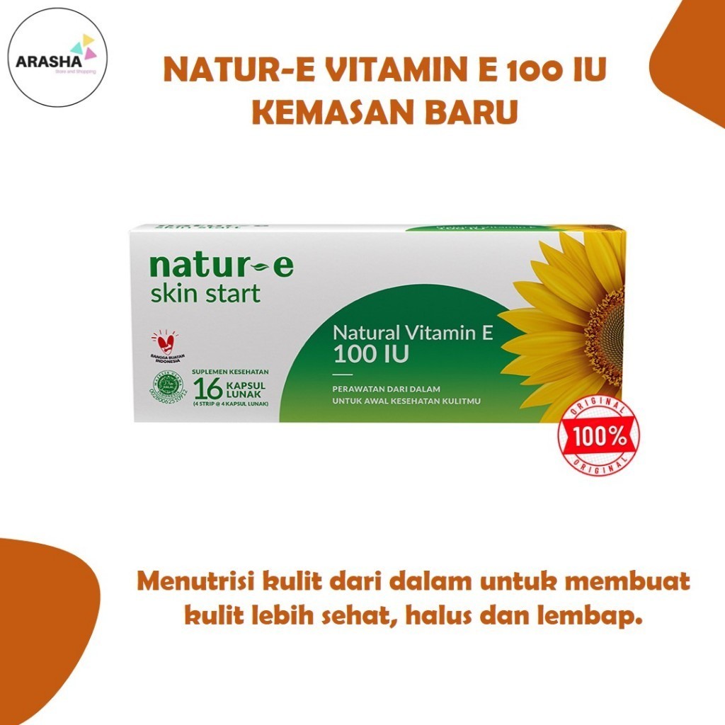 NATUR E 100 IU Vitamin E/Suplemen Kulit/Suplemen Kecantikan Isi 16 Kapsul