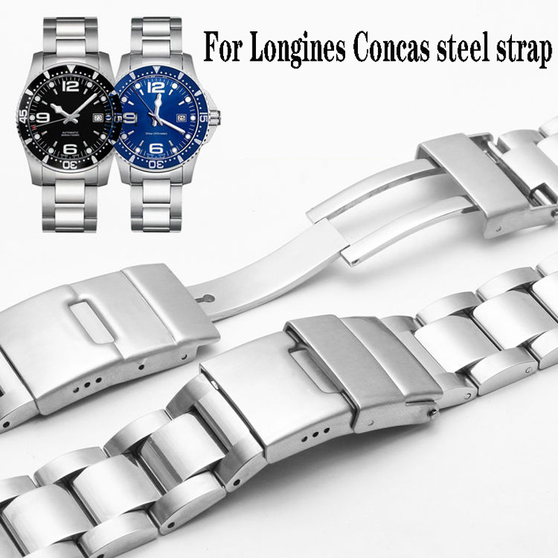 21mm Curved End Stainless steel Watch Strap for Longines master Conquest HydroConquest L3.642.4 L3.7