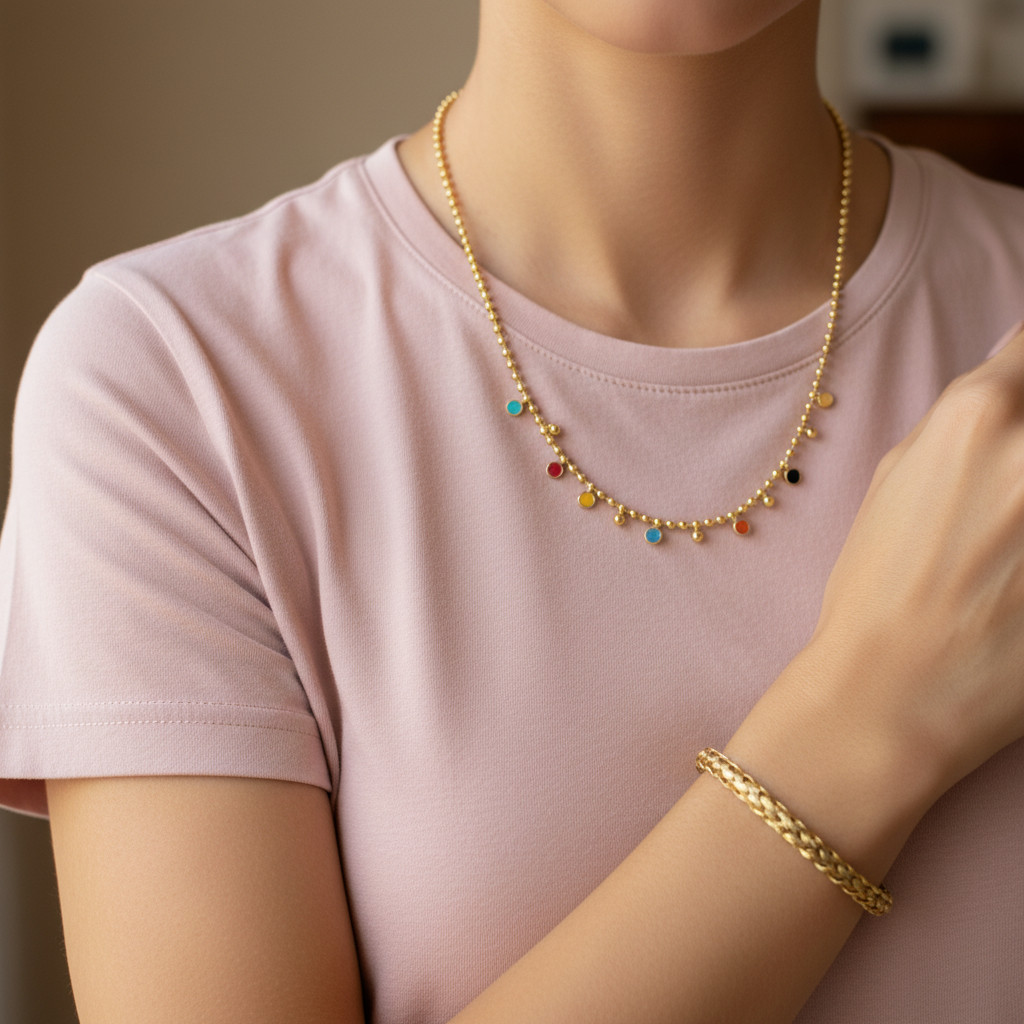 Kalung Biji Lada Mata Pelangi Arina Dan Gelang Tangan Bangle TM Tikar Ayana Mewah Awandini Jewellery