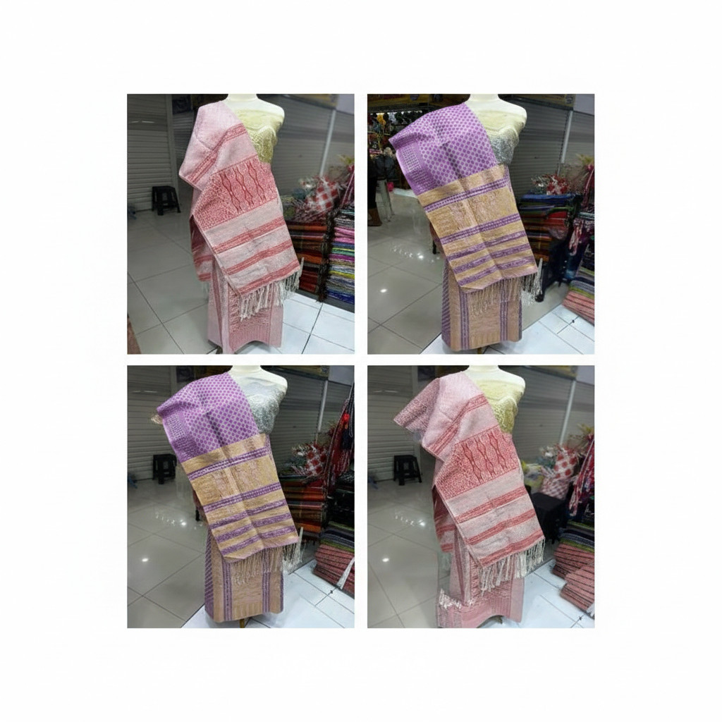 Songket Tumtuman Full Kristal Biru Silver TTS123
