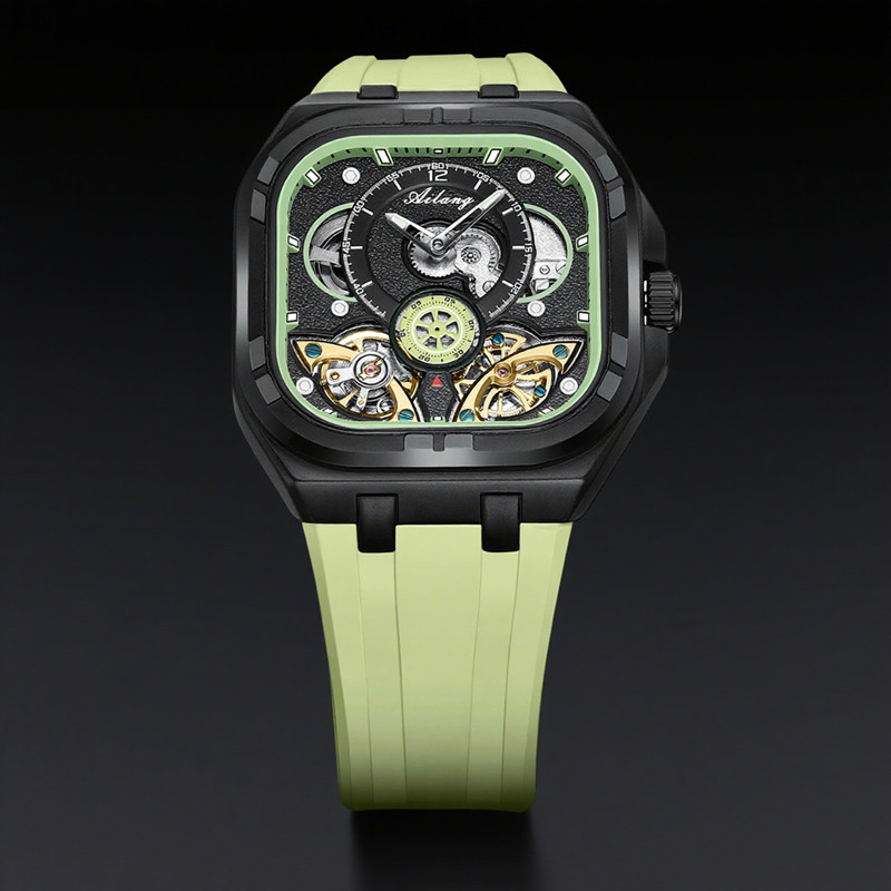 AILANG Men's Top Brand Square Tourbillon Wristwat Waterproof Original Automatic Meanical Wat for Man