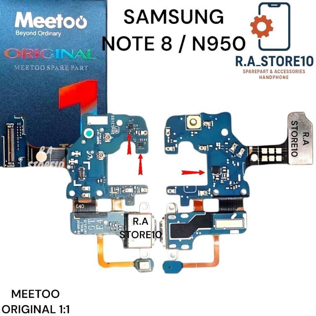 MEETOO Flexibel Charger + IC SAMSUNG NOTE 8 GALAXY N950 ORIGINAL 1:1 + Mikrofon Lengkap Komponen Ais