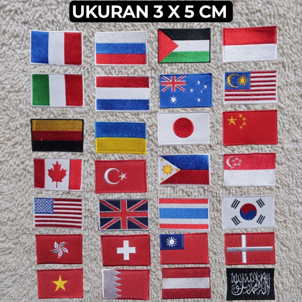 Patch bordir bendera negara, logo bordir bendera