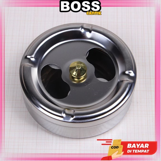 Asbak Stainless Portable Asbak Anti Karat Dengan Penutup Rotation