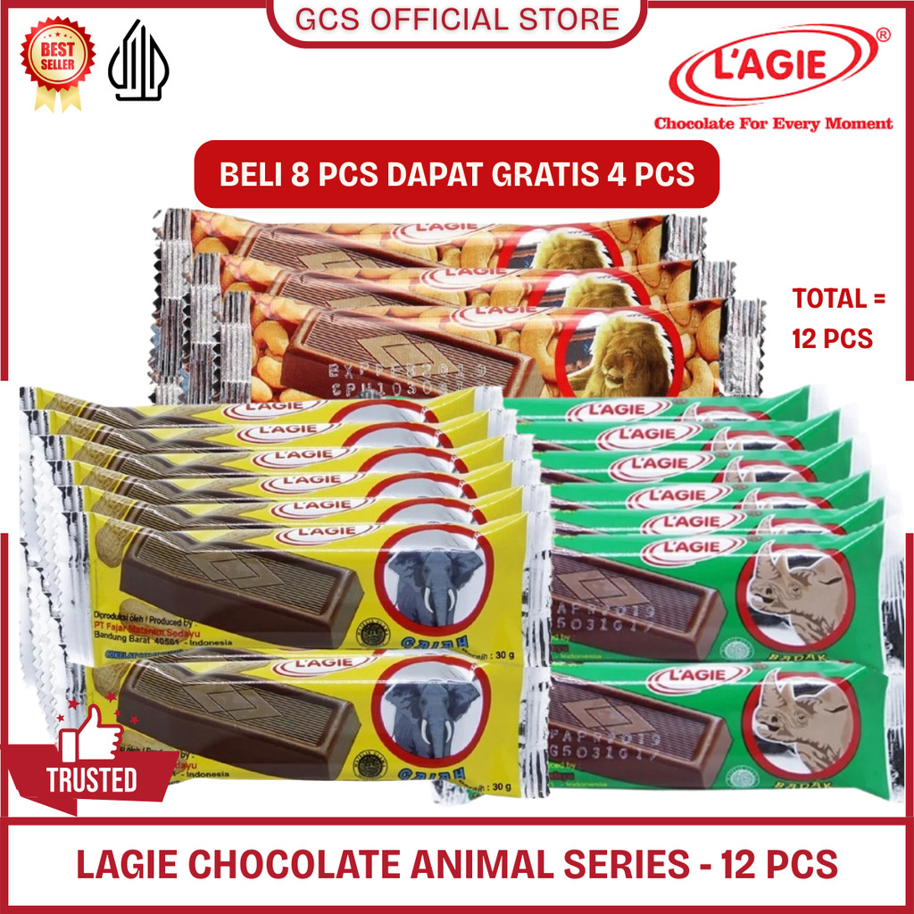 Cokelat LAGIE Animal Series Isian Kacang Mede TingTing Tanah - Promo Beli 8 Gratis 4 Total 12 Pcs