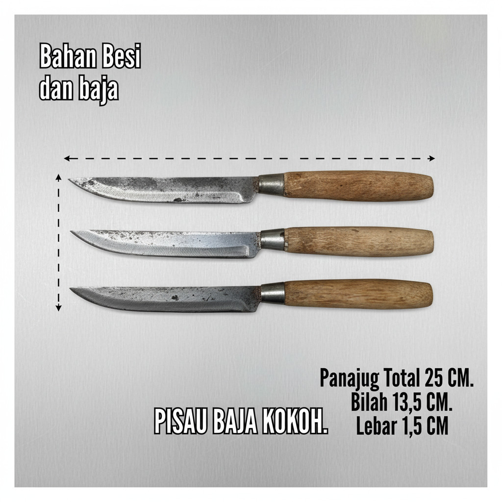Pisau Bali Panjang Lancip Baja Lokal UMKM / Pisau Dapur Multifungsi Tajam
 - gwetlly.shopping