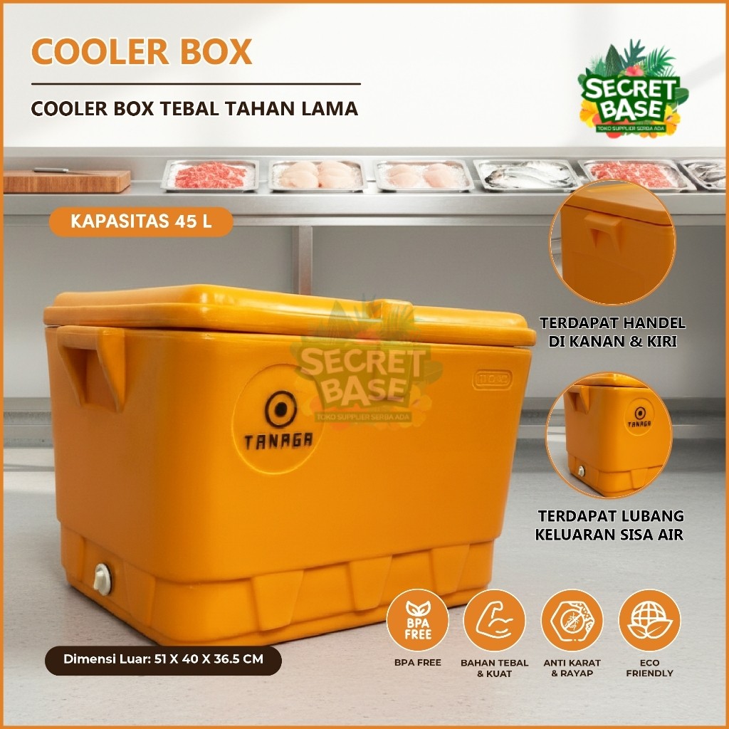 COOLER BOX 45L - Container Box / Termos Es Kotak / Ice Box / Tempat Es Batu / Daging / Ikan