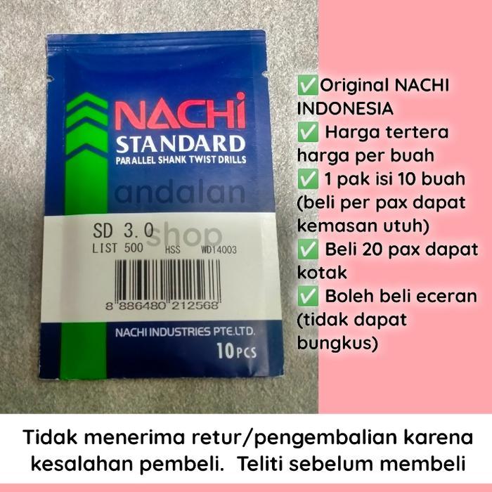 Mata bor besi 3.0mm nachi / mata bor besi nachi / mata bor 3mm murah