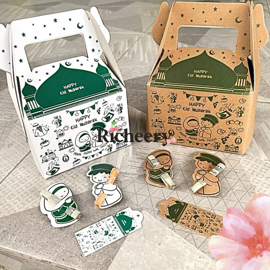OBOX FREE Amplop Peluk dan Hang Tag Gable Box Hampers Lebaran Idul Fitri Aesthetic Parcel Hari Raya 