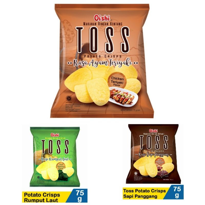 Oishi Toss Potato Crisps 75 gram BAHAN KEBUTUHAN POKOK SEHARI HARI JAJANAN SNACK MAKANAN RINGAN ANAK