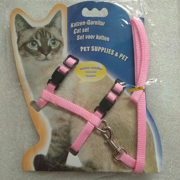 Tali tuntun Harnes hernes tali rompi anjing, kucing, musang - pink