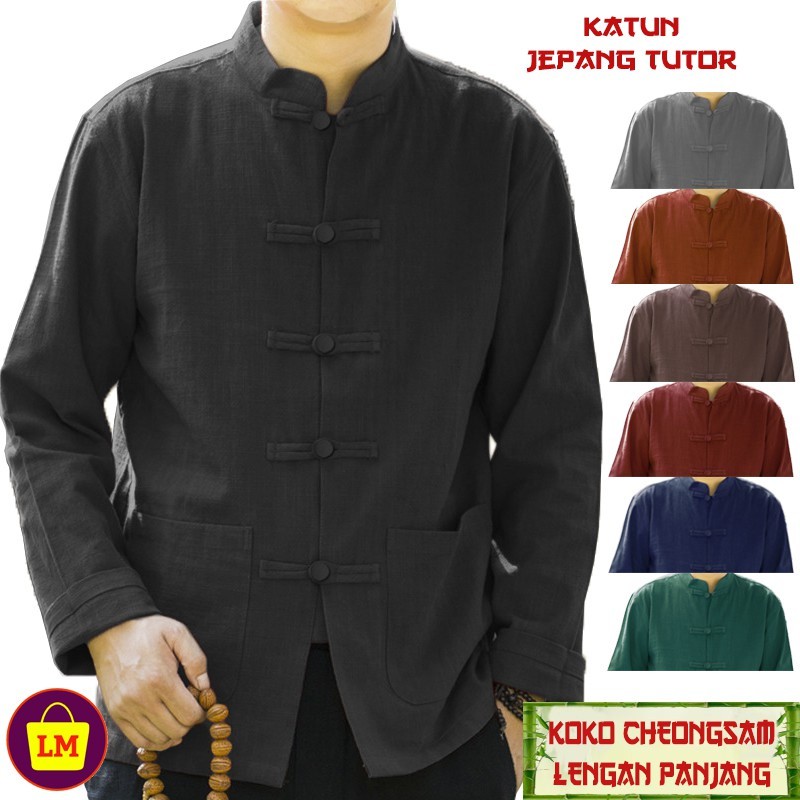 AUPSHOP Baju Atasan Koko Pria Lengan Panjang KOKO CHONGSAM IPMAN