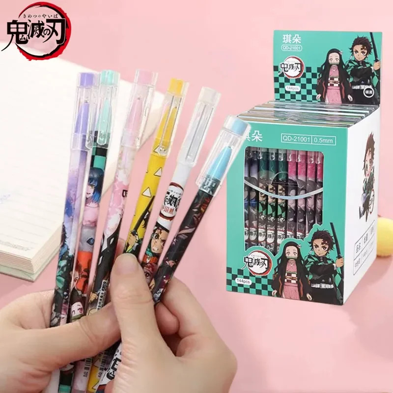 6Pcs/Set Demon Slayer Gel Pens Anime Cartoon Figure Kimetsu No Yaiba Kamado Tanjirou Nezuko Black In