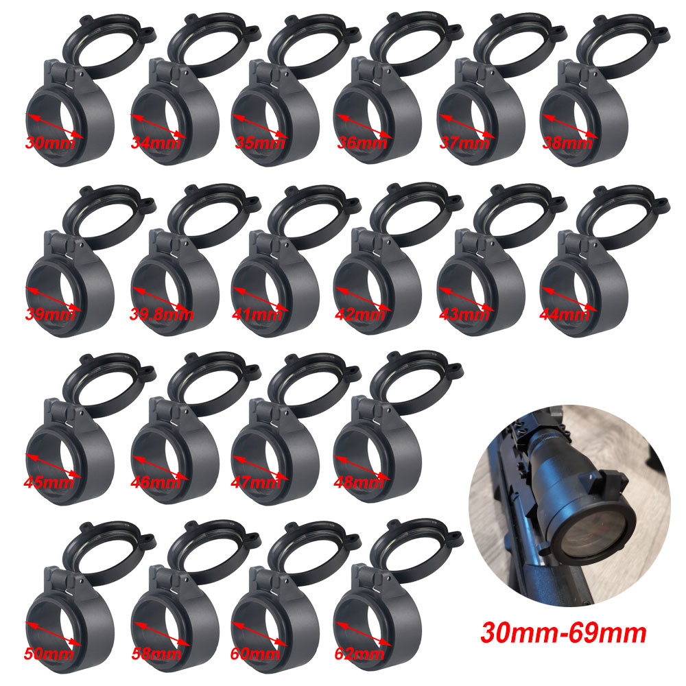 30mm-69mm Transparent Rifle Scope Lens Cover Flip Up Quick Spring Protection Cap Objective Lense Lid