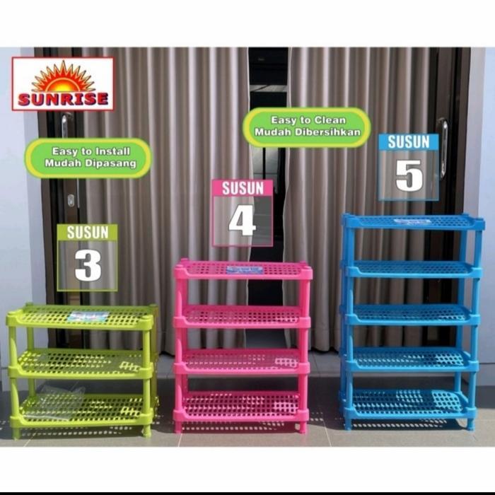 RAK SEPATU PLASTIK SUNRISE 5 SUSUN BAHAN TEBAL