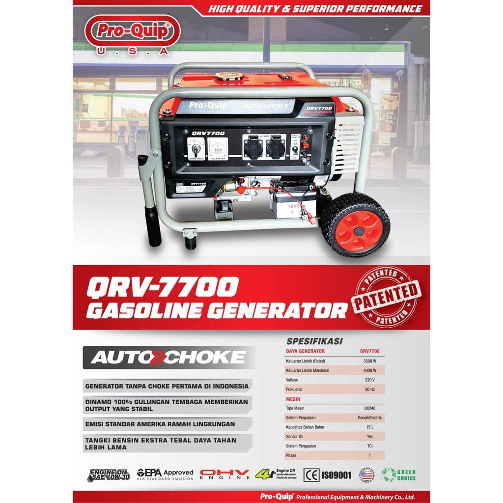 Genset Proquip QRV7700 4000Watt QRV7700XP XTREME POWER 4Tak / Generator Proquip QRV 7700 Gasoline Ge