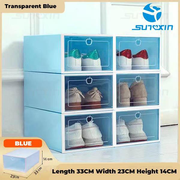 Linea Living 1 SET/ 3PCS KOTAK SEPATU/SANDAL TRANSPARAN/SHOES BOX/RAK SEPATU - Biru Muda