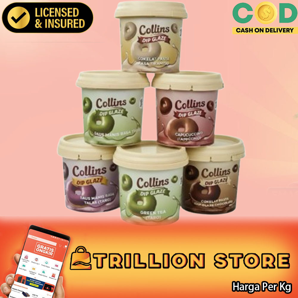 Collins Dip Glaze 1 Kg Topping Donat Mengkilap Selai Donut Kue Pasta Coklat Pisang Dipping Chocolate